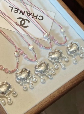 足银999凯蒂猫kitty锁包成人纯银平安锁项链原创编织送女友