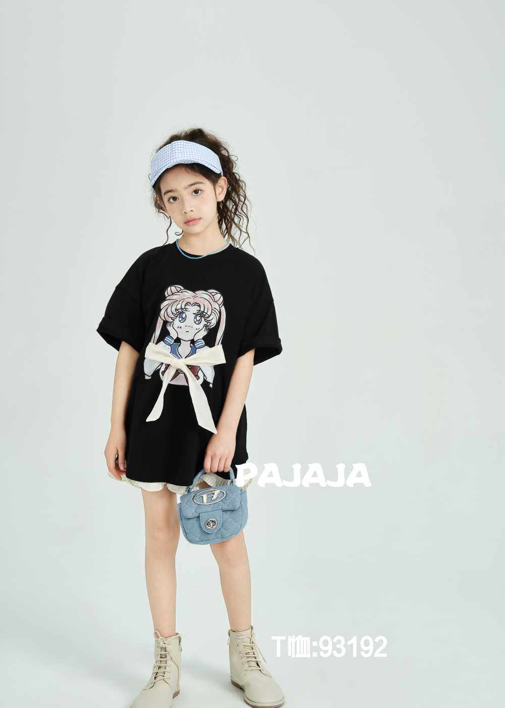 明俐木瓜汁童装夏装女童中长款短袖T恤儿童韩版休闲上衣中大童
