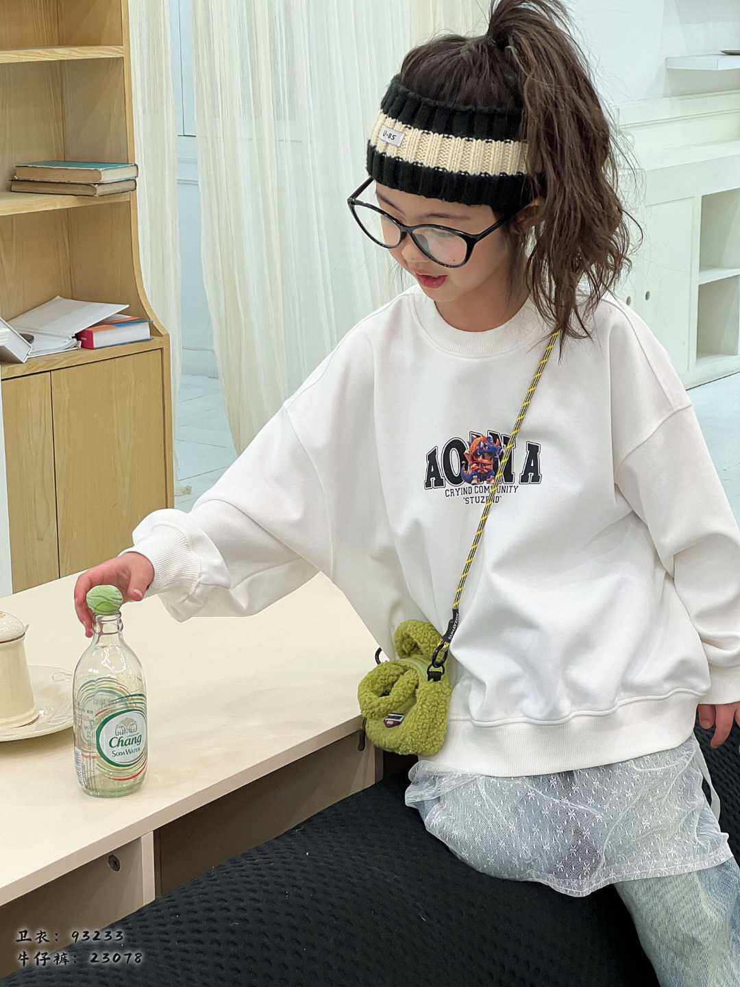 明俐童装秋季新品中大童卡通圆领卫衣T恤男女中童中性款休闲上衣