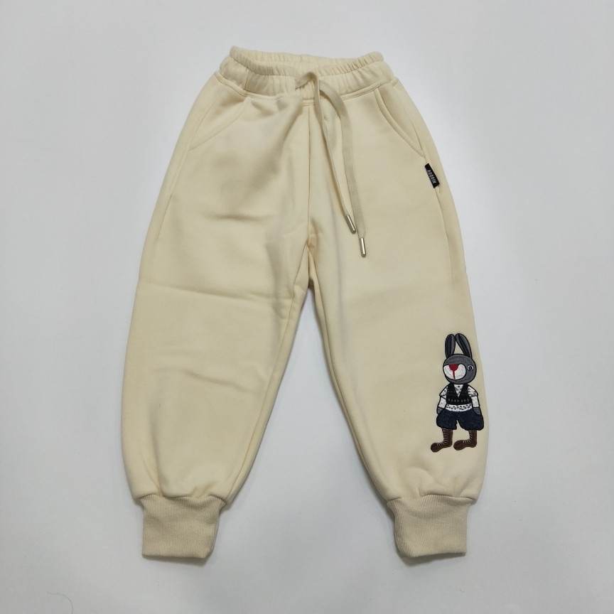 明俐童装牛哆哆儿童一体加绒卡通刺绣休闲裤装冬男女童百搭运动裤