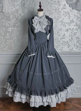 【复古雅典】Lolita文艺气质蝴蝶结百搭外套+衬衫+半身裙三件套装