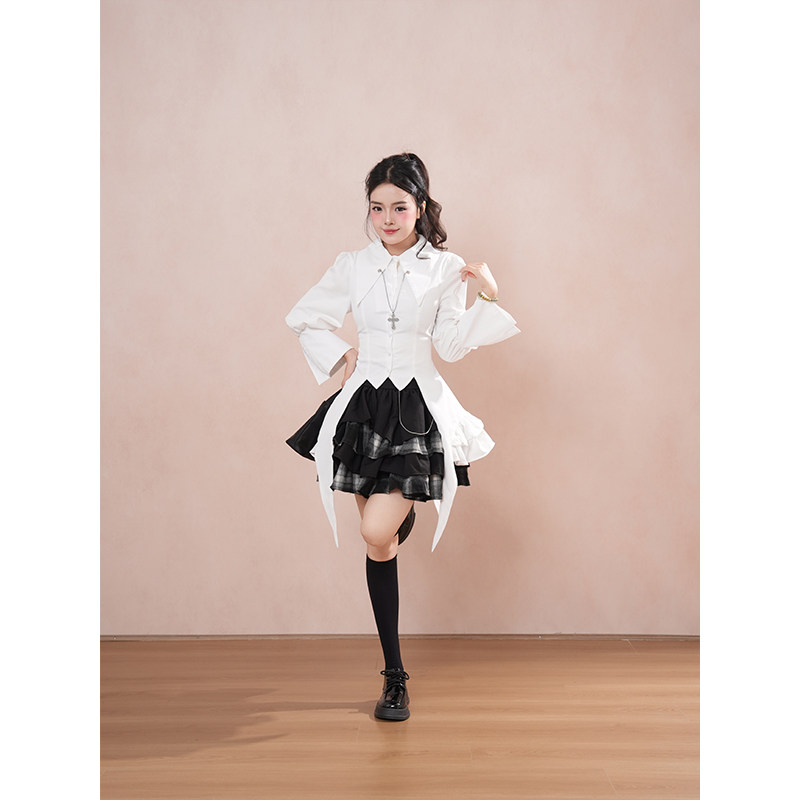 缘之空 春日野穹cos穹妹哥特洋装可爱制服套装上衣+蓬蓬裙两件套