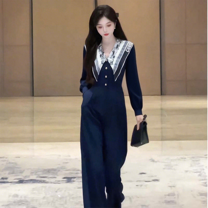 2026春季新款女长袖连体衣洋气知性显瘦减龄优雅通勤连体裤D3504