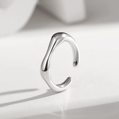 Seashell925银戒指女简约小众设计素圈尾戒轻奢法式百搭气质指环