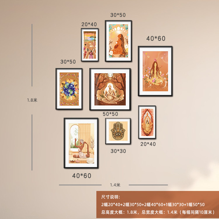 整套大地之母私密艺术疗愈挂画 美容院墙装饰画月子会所产康壁画