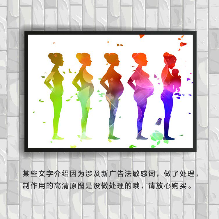 怀孕周期变化有框挂画 妇产科医院墙装饰画月子会所产康护理壁画