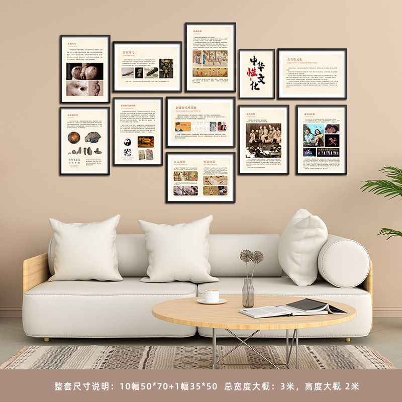 古今中华性文化科普墙挂画 高级美容院氛围装饰医美月子产康壁画