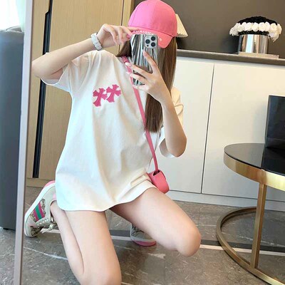 蝶筝十字架刺绣短袖T恤女