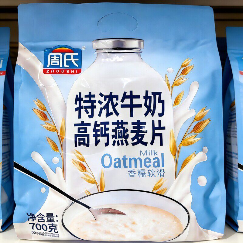 新日期周氏营养燕麦片700g独立包特浓牛奶高钙燕麦片免煮冲泡即食