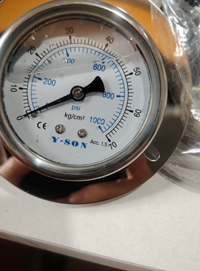 包邮YN60ZT耐震压力表70kg1000psi轴向中心带法兰边1/4quotBSP