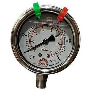 台湾stiko/SAFE华记不锈钢压力表BC-A1KG/15PSI 2.5”1/4PTsus316