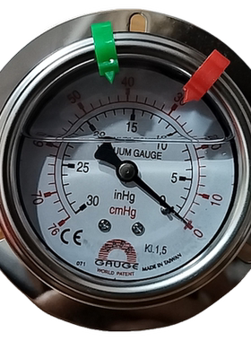 AE-AEP1台湾华记轴向压力表76cmHg/30inHg耐震1/4PT内牙60MM