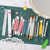翻糖工具套装 滚轮刀凹造型 diy基础烘焙擀面杖塑形雕刻板工具压边