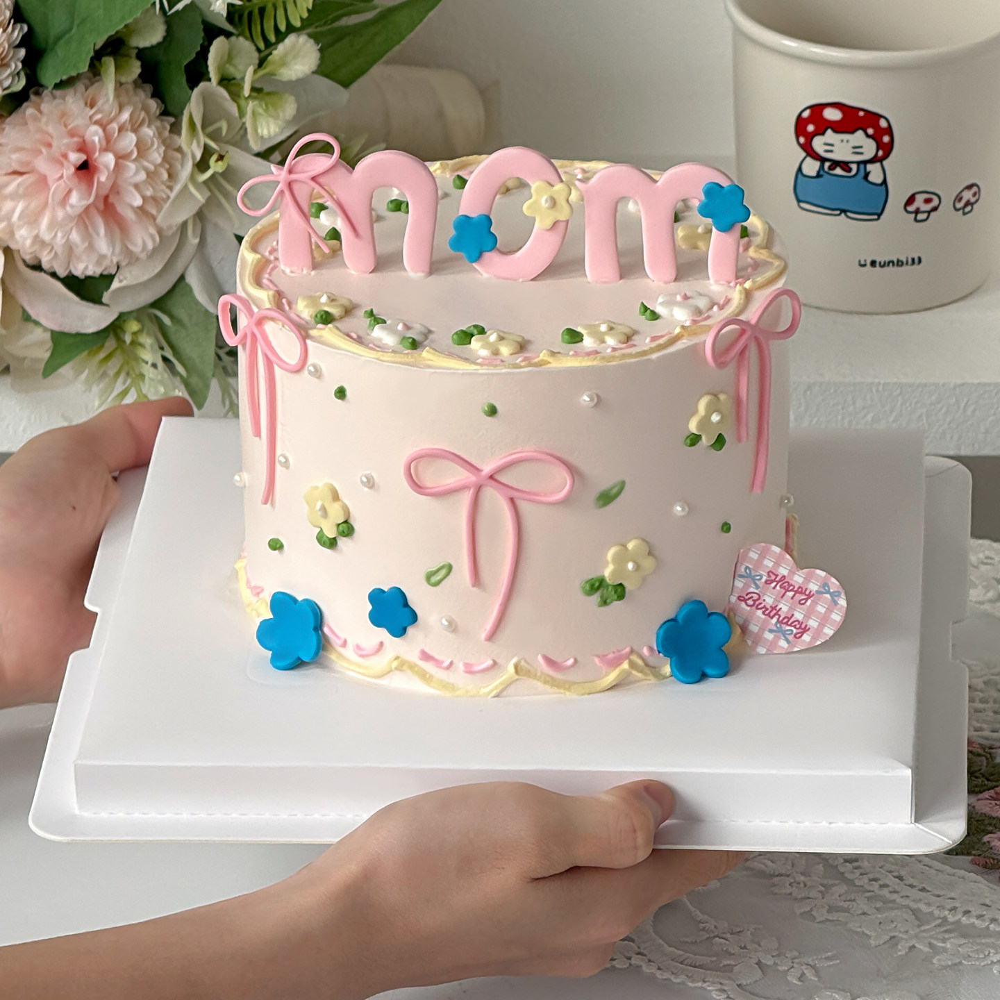 蝴蝶结花朵MOM翻糖切模母亲节蛋糕装饰糖堡森林烘焙工具塑料压模