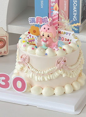 蛇宝宝蛋糕装饰摆件30天满月百天周岁儿童小女孩生日烘焙装扮插件