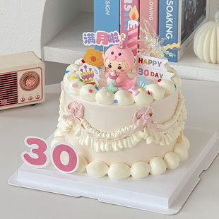 蛇宝宝蛋糕装 扮插件 饰摆件30天满月百天周岁儿童小女孩生日烘焙装