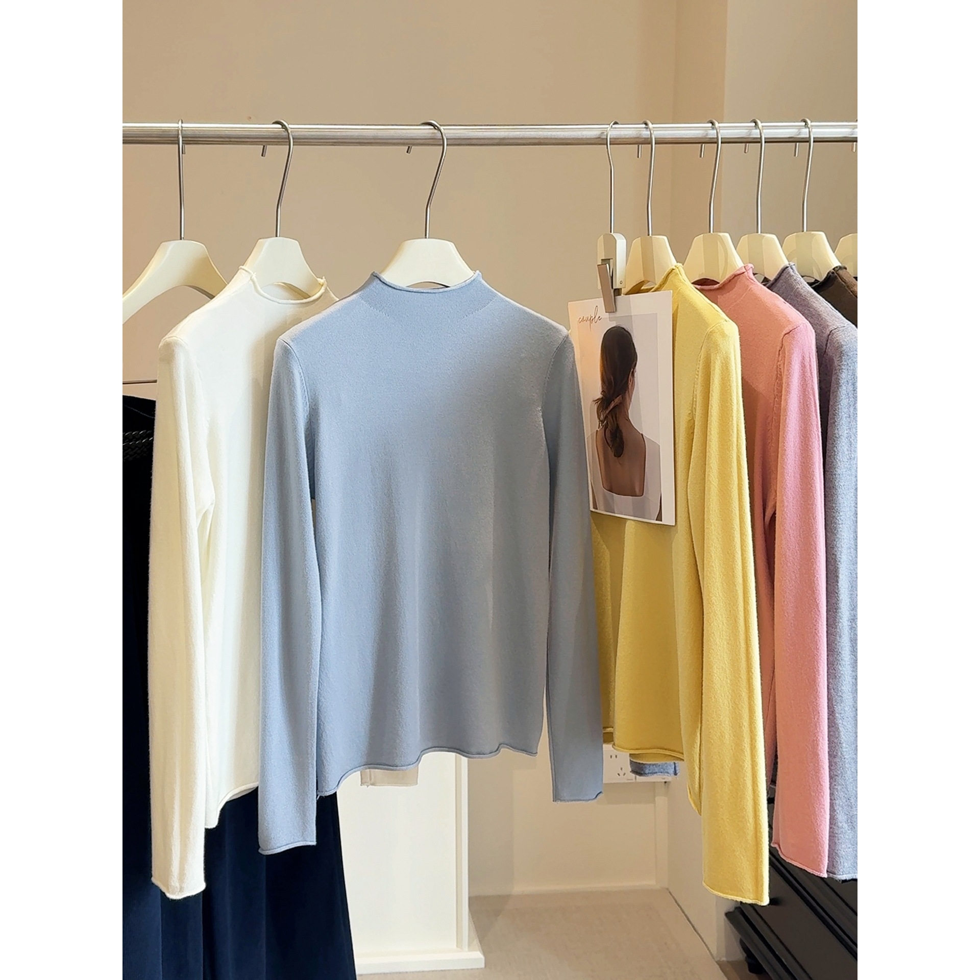 半高领仿羊绒打底衫女2025新款长袖t恤软糯亲肤秋冬叠穿内搭上衣