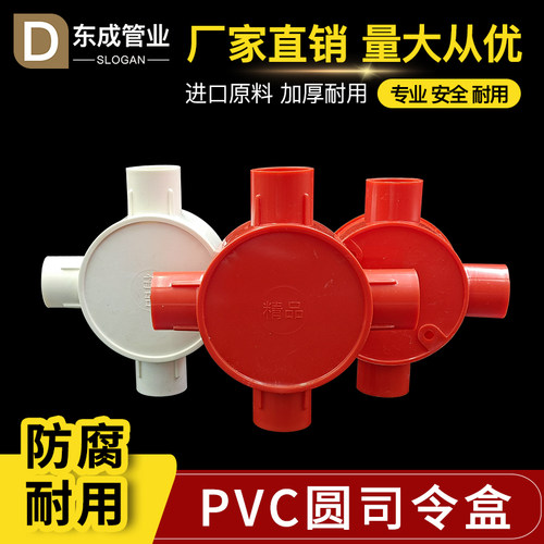 PVC明装带盖开关底盒圆三通