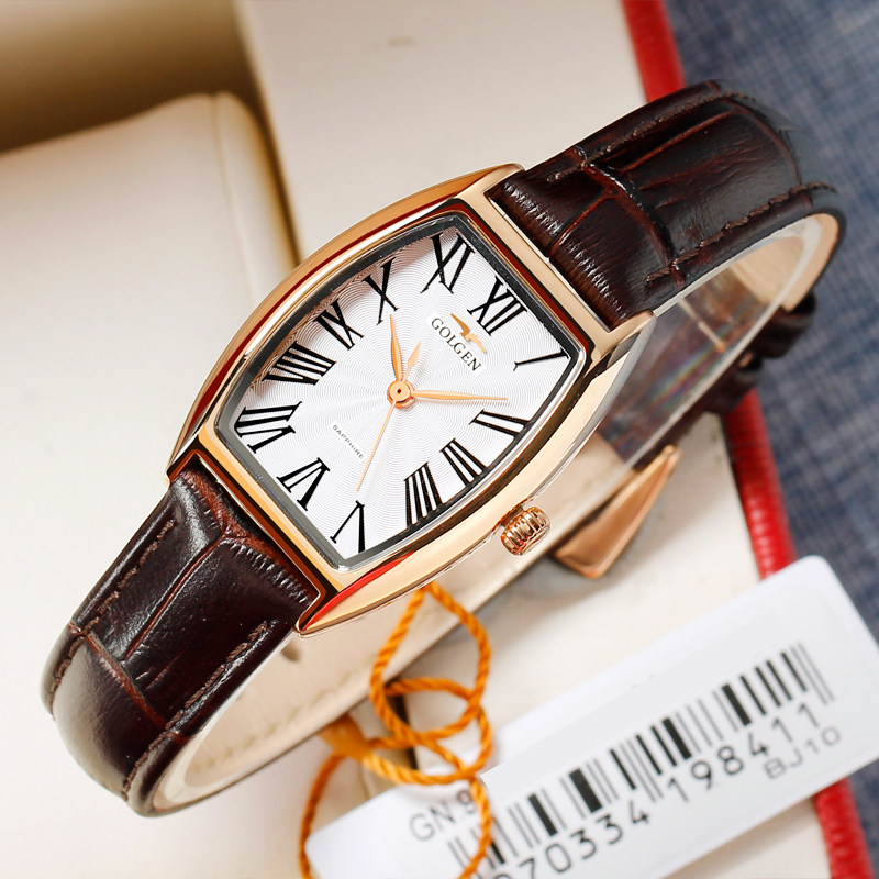 古尊正品手表女2021时尚休闲新款女表酒桶形防水皮带石英女士手表