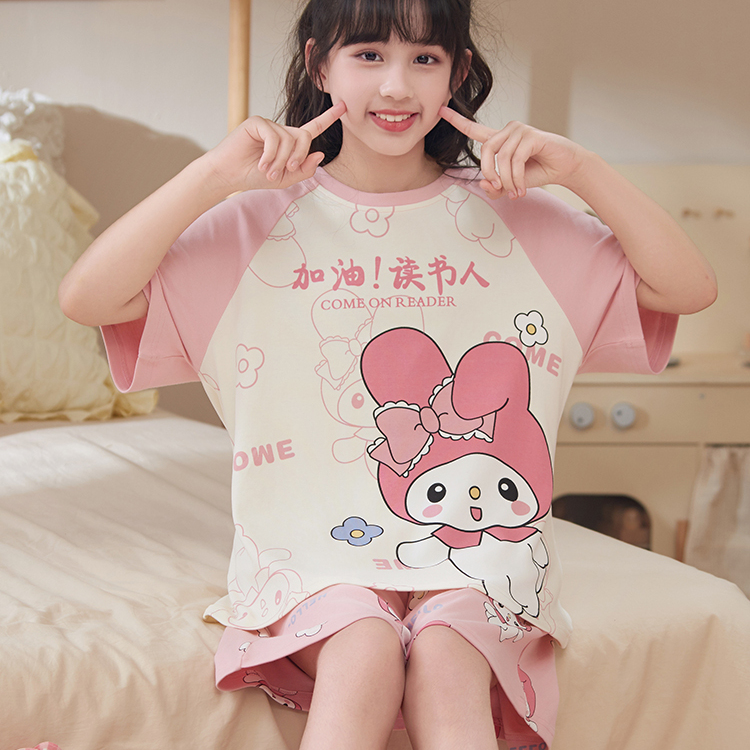 儿童女孩家居服套装夏季短袖短裤