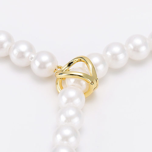 diy半银长款斜扣子简约珍珠项链