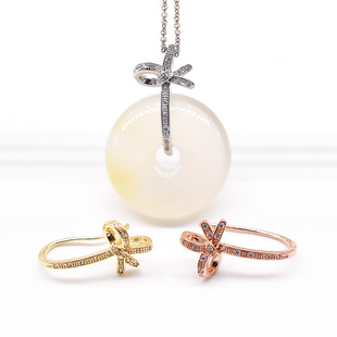 925半银皮绳连接小平安扣头挂件diy玉石蜜蜡水晶琥珀翡翠吊坠夹扣