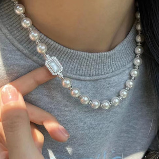 DIY珍珠配件天然鲍鱼白贝母贝壳镀18K金插销扣子项链扣弹簧手链扣