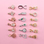 男女款 镀925银吊坠扣瓜子扣DIY佛公观音翡翠水晶夹扣项链卡扣配件