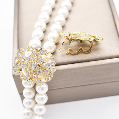 首饰微镶锆石diy双排珍珠项链定位夹层扣 杨澜同款毛衣链饰品扣子