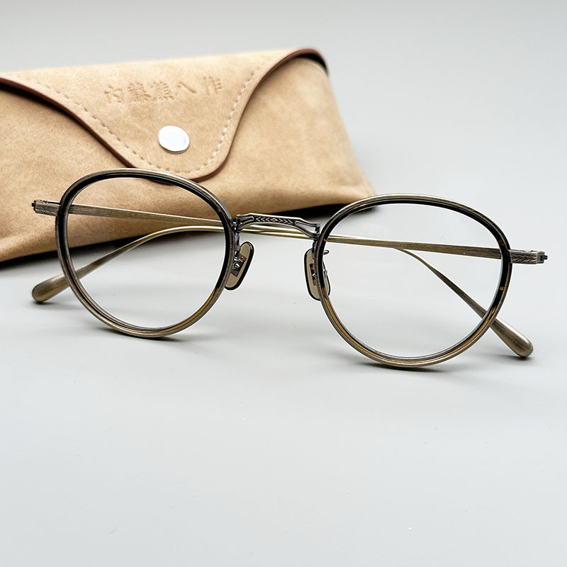 内藤熊八作镜架n-027全框纯钛男女超轻复古文艺手工近视眼镜框