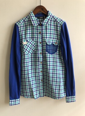 (100元5件)CR*Z清仓CDH1HG0270纯棉修身格子衬衫上衣NO退NO换