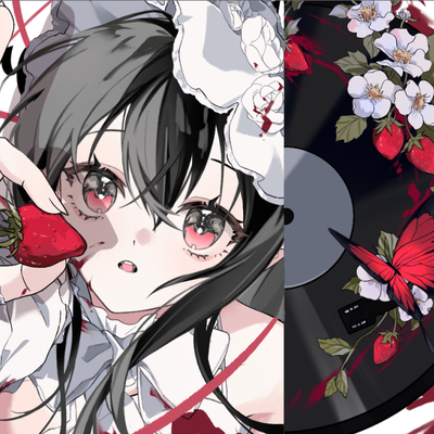 草莓圆舞曲模板约稿手绘插画