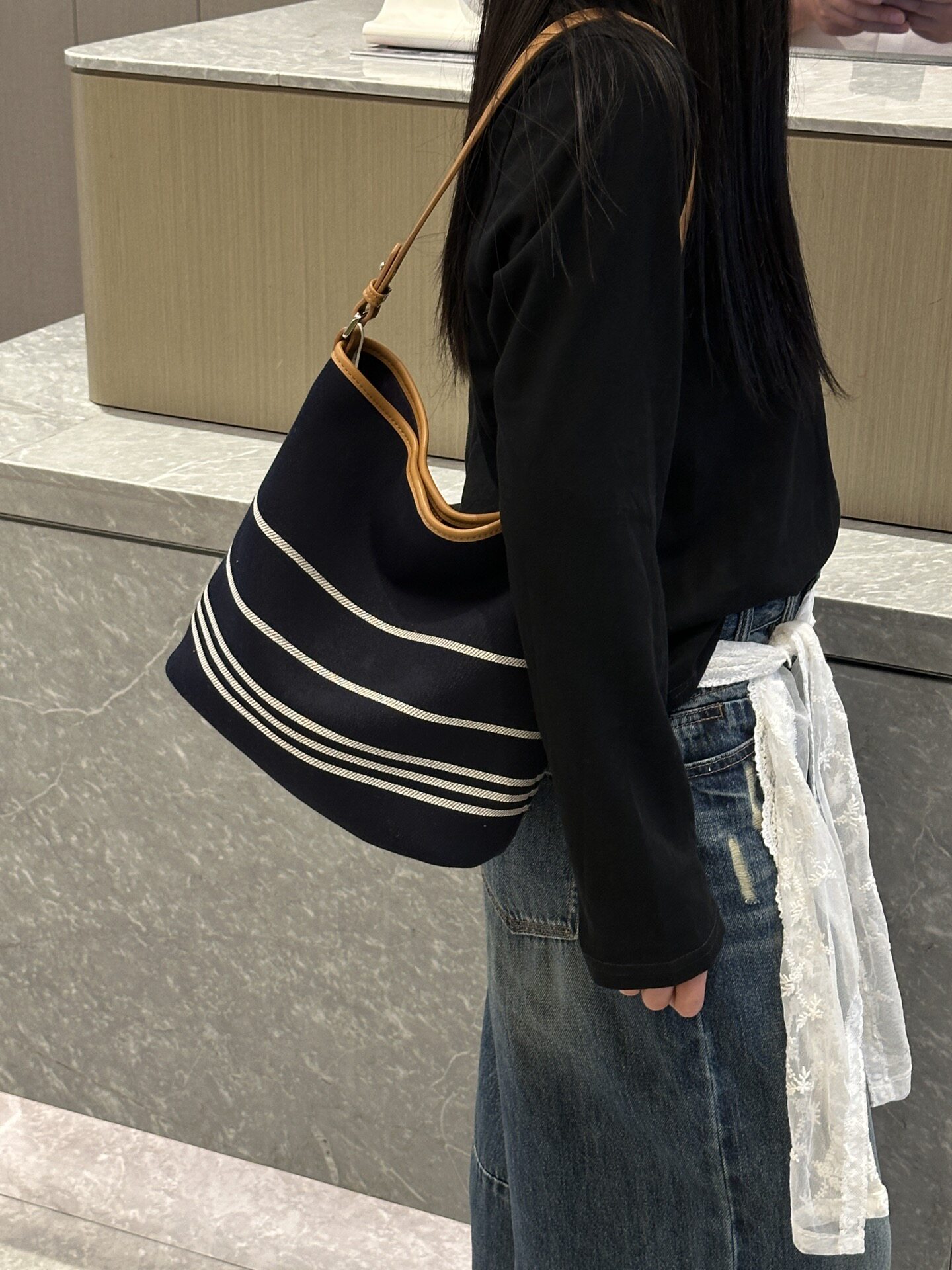 RGBAGSSTUIDO  2026年新款韩国东大门小众休闲水桶包女包牛仔布包