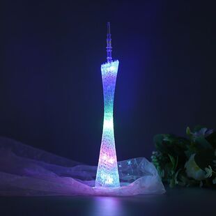 七彩夜光广州塔小夜灯 led东方明珠塔塑料工艺品发光灯塔桌面摆件
