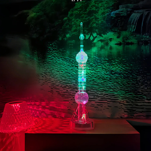 发光底座东方明珠塔小摆件微缩模型创意生日礼物广州塔彩灯小蛮腰