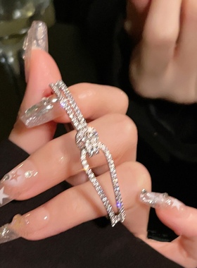 打结开口手镯重工锆石不掉色