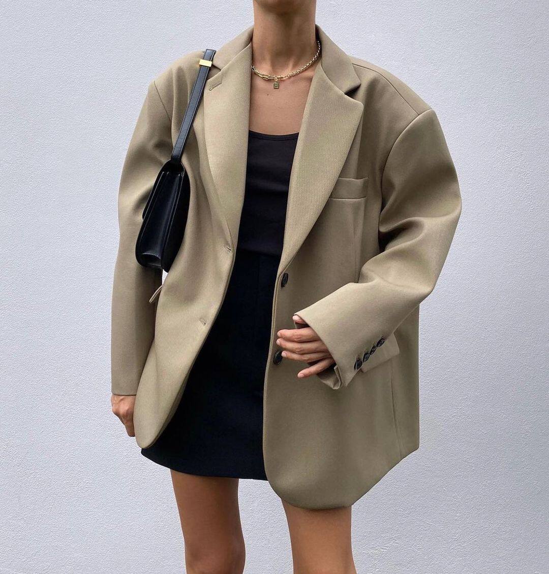 ins欧美博主同款春秋oversize宽松设计感松弛百搭西装外套上衣女