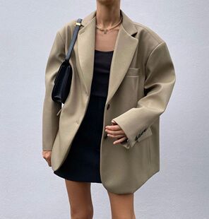 ins欧美博主同款 外套上衣女 春秋oversize宽松设计感松弛百搭西装