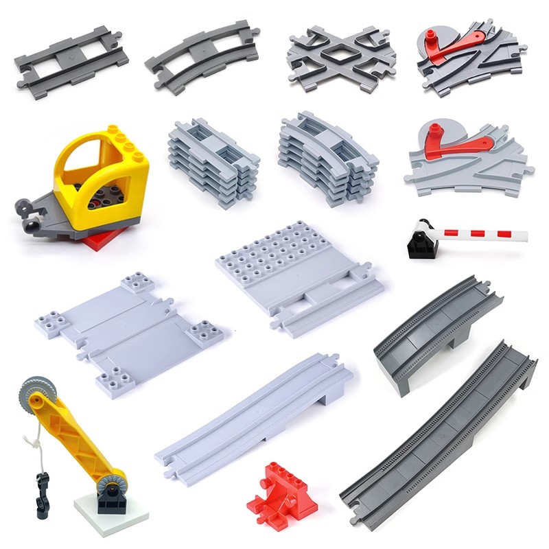 兼乐容高大颗粒积木轨道配件得宝