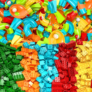 兼容乐高大颗粒滑道积木桌配件补充包散装称斤弹珠轨道拼装类玩具