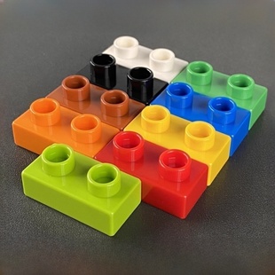 兼容乐高大颗粒积木1x2孔薄片矮砖散装配件通用基础颗粒零件玩具