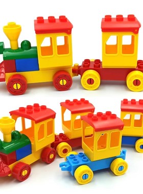 兼容乐高大颗粒积木小火车底盘汽车小车子大号火车头配件拼装玩具