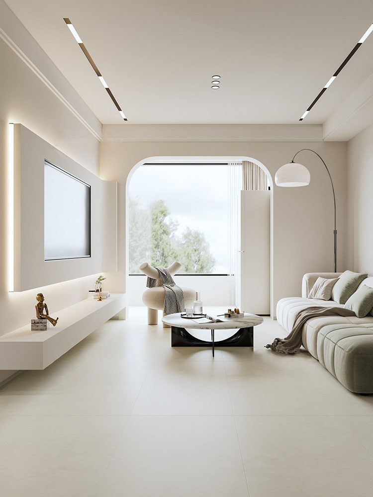 劳绅瓷砖肌肤釉柔光奶油黄色微水泥瓷砖客厅地砖墙砖佛山750*1500