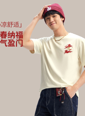 Lining/李宁2026春季日进斗金系列男子冰感舒适短袖文化衫AHSW017