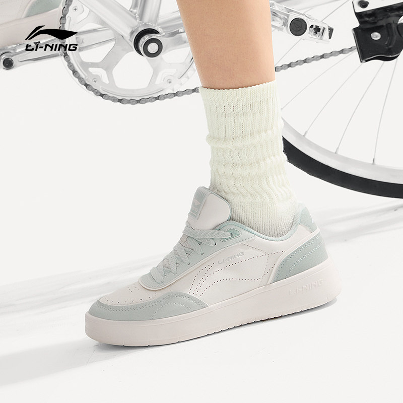 中国李宁板鞋女鞋秋季新款休闲百搭平底小白鞋滑板运动鞋AGCU112