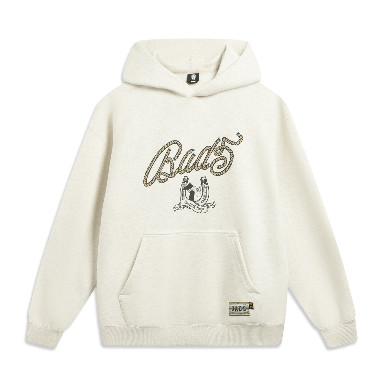 李宁冬季男子宽松套头连帽卫衣