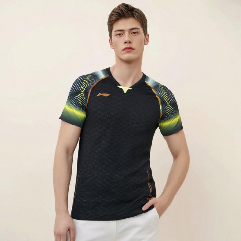 中国李宁羽毛球服国际球员版大赛服男子一体织比赛运动服AAYQ303