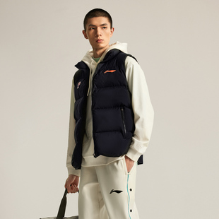 中国李宁CBA专业篮球系列男子棉马甲立领拉链运动外套AMMU029