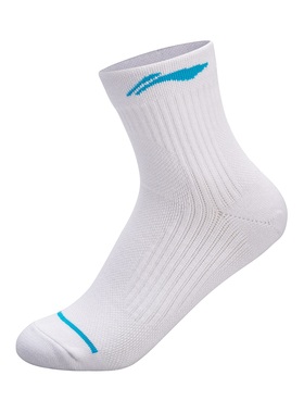 中国李宁羽毛球系列男子中袜弹力舒适休闲百搭个性运动袜AWSJ044