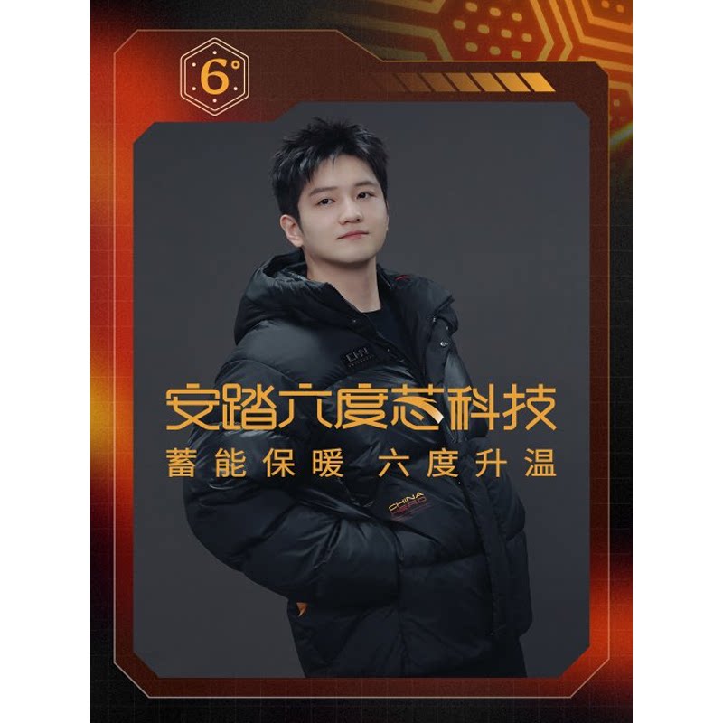 安踏樊振东同款男防泼水羽绒服